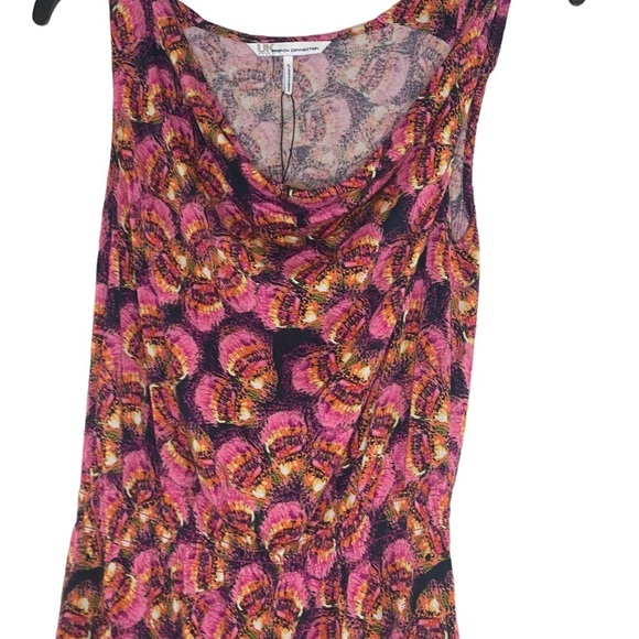 UK Style French Connection Sleeveless Cowl Neck Multicolor Top Sz S - HSH1155 - Picture 2 of 5